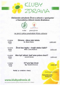 Klub Zdravia, jarný cyklus 2016