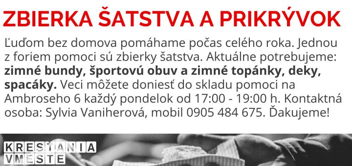 Zbierka šatstva a prikrývok