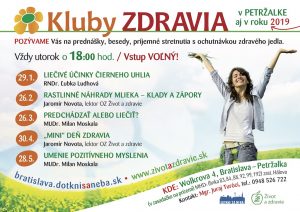 Kluby zdravia, jar 2019